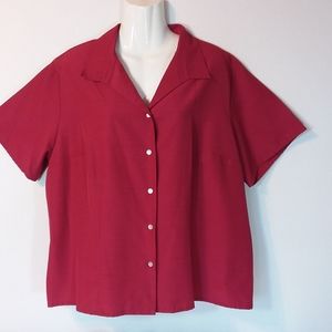Laura Scott Plus (22W) Muted Red Camp Shirt